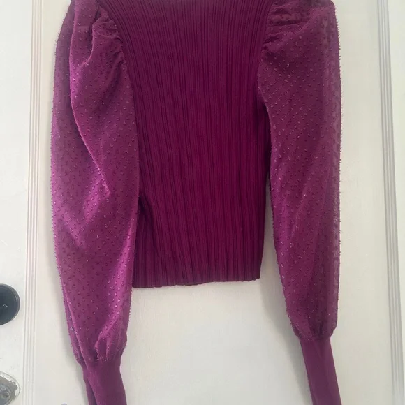 Anthropologie Purple Puff-Sleeve Shimmer Sweater Small - Picture 4 of 8